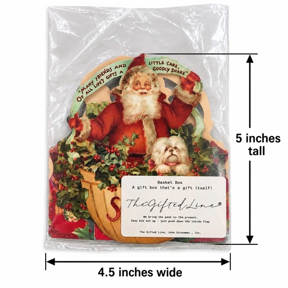 Vintage 1988 John Grossman The Gifted Line Santa Clause Basket Box Die Cut